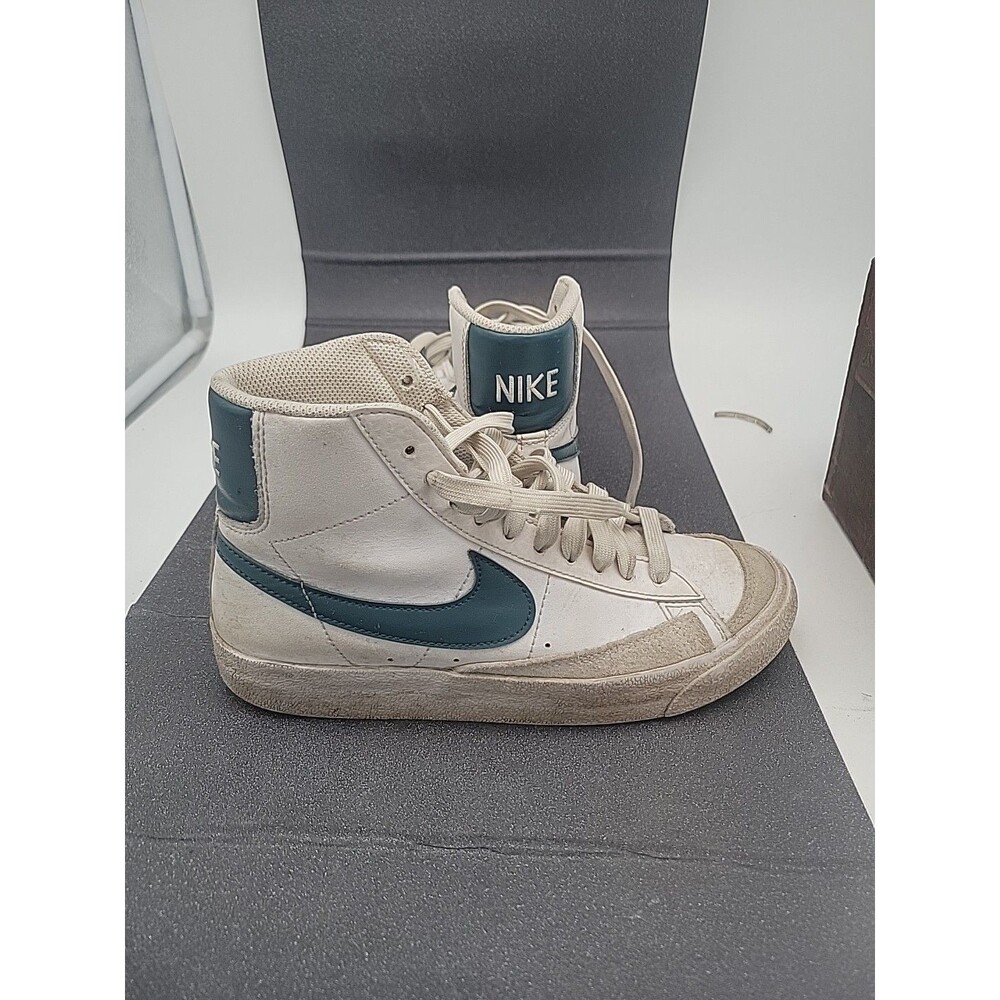 Nike Shoes Youth 4.5 Blazer Mid 77 Lace Up Sneakers White Teal Green Leather